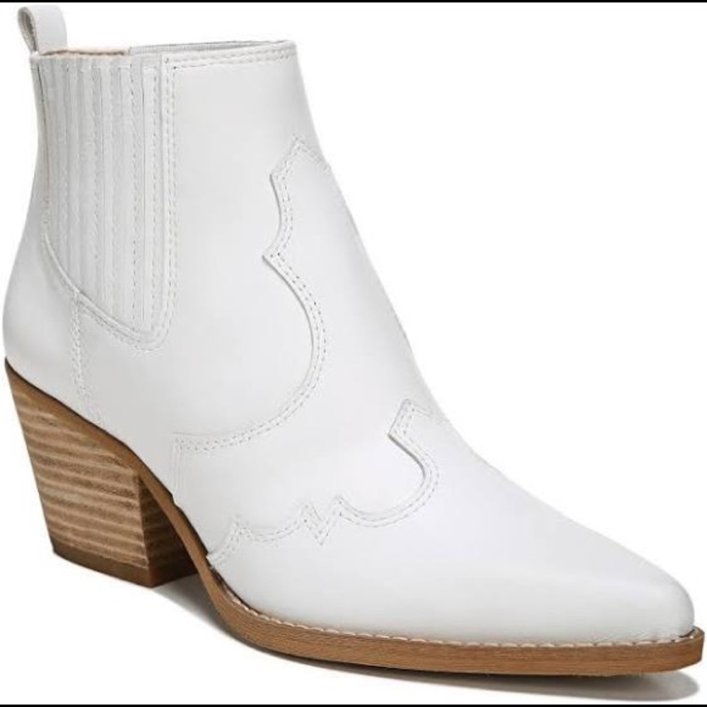 Sam Edelman Winona Western Bootie White Leather